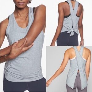 ATHLETA Athletic Oversized Tie Back Tank Top Light Grey XXS